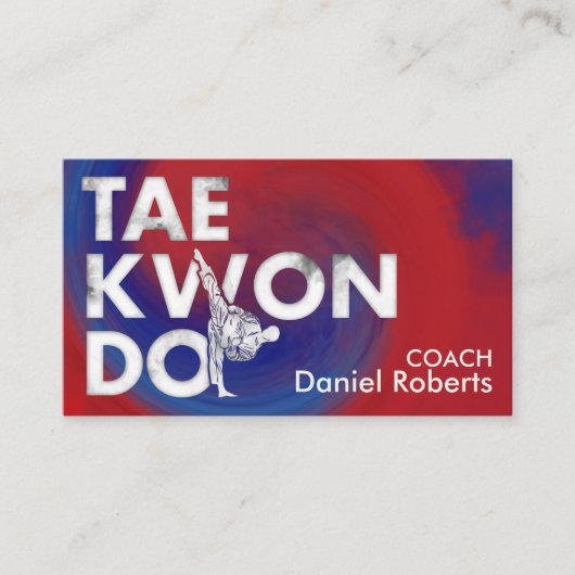 Taekwondo Coach - Hangul Symbol und Hoher Kick Visitenkarte (Vorderseite)
