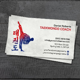 Taekwondo Coach - Kampfkünstler und Hangul-Symbol Visitenkarte