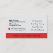 Taekwondo Coach - Kampfkünstler und Hangul-Symbol Visitenkarte (Rückseite)