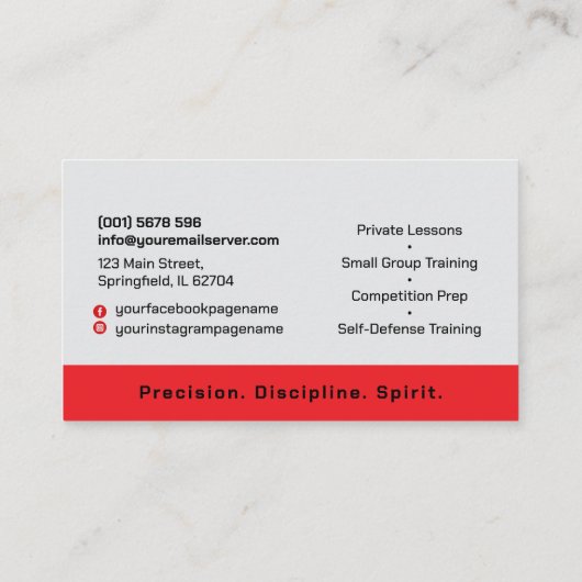 Taekwondo Coach - Kampfkünstler und Hangul-Symbol Visitenkarte (Rückseite)