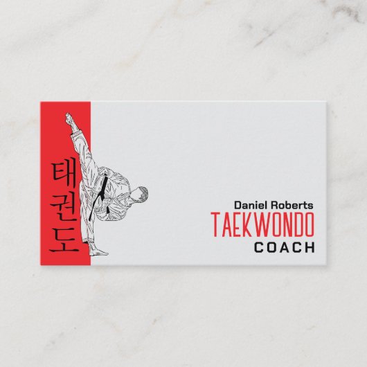 Taekwondo Coach - Kampfkünstler und Hangul-Symbol Visitenkarte (Vorderseite)