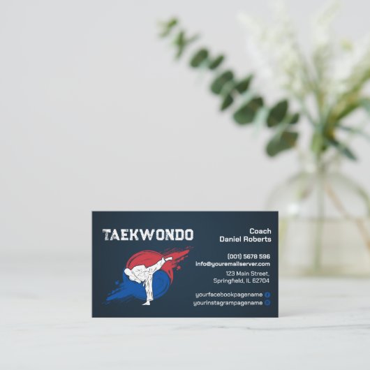 Taekwondo Coach - Kampfkünstler und Taegeuk Visitenkarte (Stehend Vorderseite)