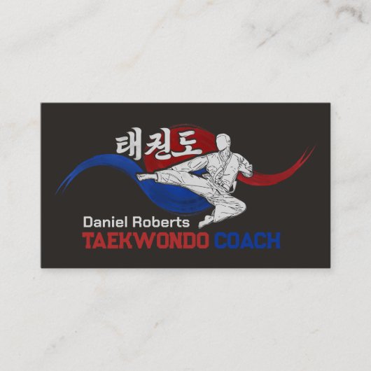 Taekwondo Coach - Taegeuk und Hangul Symbol Visitenkarte (Vorderseite)