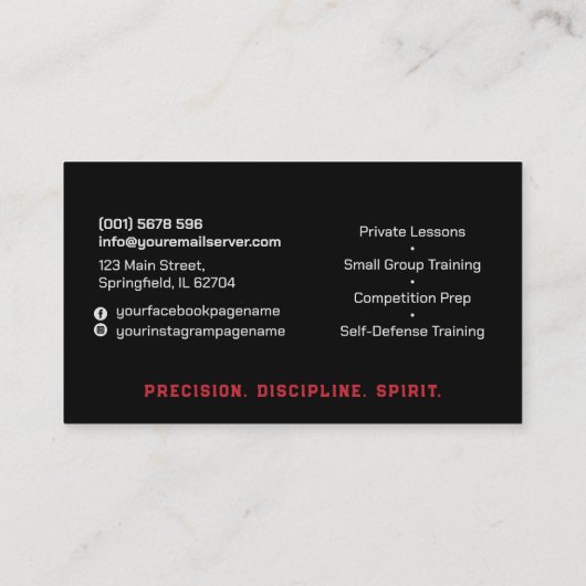 Taekwondo Coach - Taegeuk und Hangul Symbol Visitenkarte (Rückseite)