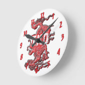 Taekwondo-Drache Runde Wanduhr (Winkel)