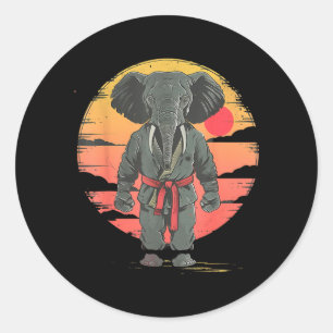 Taekwondo Elefant Kickboxing Animall Jiu-Jitsu Runder Aufkleber