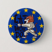 Taekwondo Funny Cat Black Belt Button (Vorderseite)