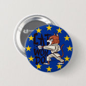 Taekwondo Funny Cat Black Belt Button (Vorne & Hinten)