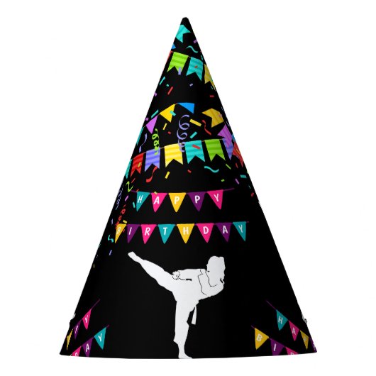 Taekwondo Girl Player Birthday Partyhütchen (Vorderseite)