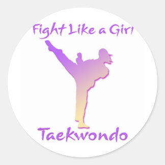 Taekwondo Girl Runder Aufkleber