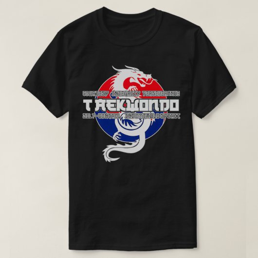 Taekwondo Graphic TKD 5 Tenets Asian Dragon Premiu T-Shirt (Design vorne)