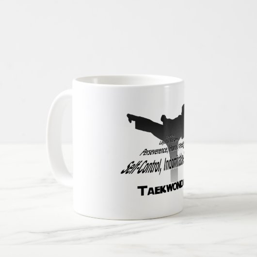 Taekwondo-Grundsatz-Kaffee-Tasse Kaffeetasse (Vorderseite Links)