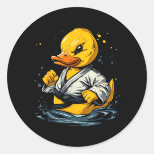 Taekwondo-Gummiente Kickboxen-Tier Jiu-Jitsu Runder Aufkleber