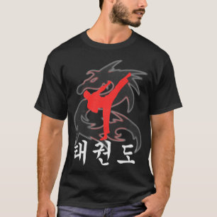 Taekwondo Hoher Kick Drache mit koreanischen Symbo T-Shirt