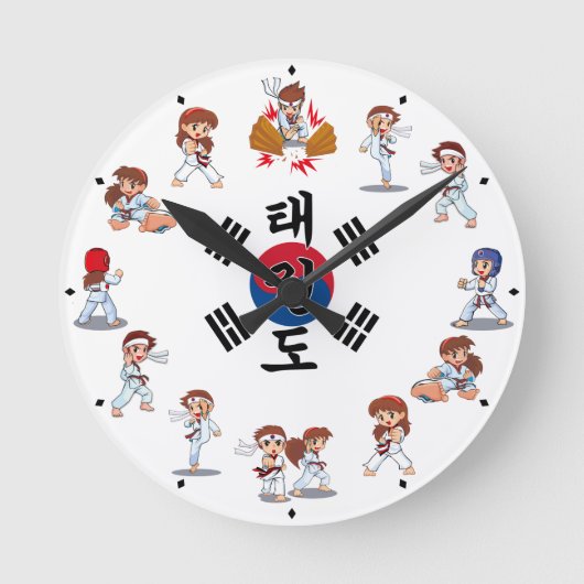 Taekwondo Horloge Runde Wanduhr (Vorderseite)