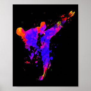 Taekwondo Jiu Jitsu Paint Spritzers Kids Jujitsu J Poster