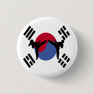 Taekwondo-Junge und Mädchen-Knopf Button