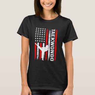Taekwondo-Kämpfer Amerikanische Flagge Patriotisch T-Shirt