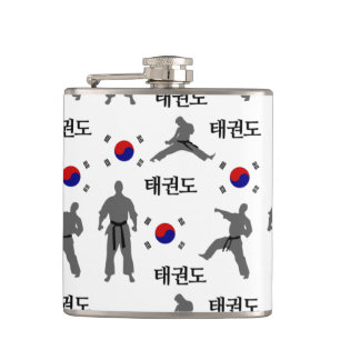 Taekwondo Kämpfer Kampfsport 태권도 Südkorea Flagge Flachmann