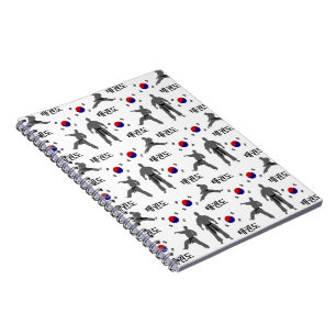Taekwondo Kampfkunst 태 권 Südkoreanische Flagge Notizblock