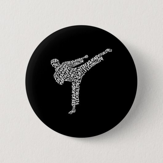 Taekwondo Kampfkunst Typografie Kinder Männer Jung Button (Vorderseite)