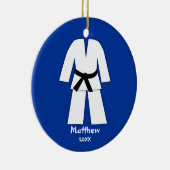 Taekwondo Karate Black Belt Blue Personalisiert Keramikornament (Rechts)