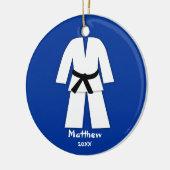 Taekwondo Karate Black Belt Blue Personalisiert Keramikornament (Links)