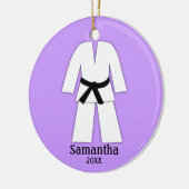 Taekwondo Karate Black Belt Lila Personalisiert Keramikornament (Links)