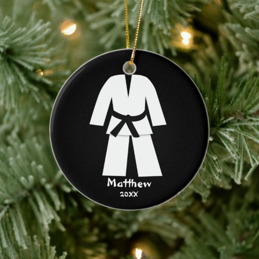Taekwondo Karate Black Belt Personalisiert Keramik Ornament (Baum)