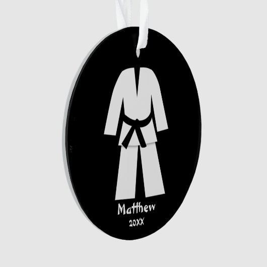 Taekwondo Karate Black Belt Personalisiert Ornament (Vorderseite)