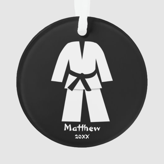 Taekwondo Karate Black Belt Personalisiert Ornament (Rückseite)