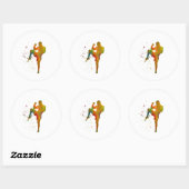 Taekwondo-karate en acuarela runder aufkleber (Blatt)