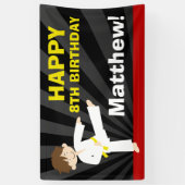 Taekwondo-Karate-Gelb-Gurt-Jungen-Geburtstag Banner (Vertikal)