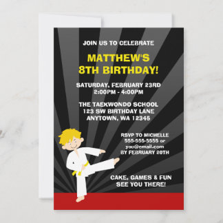 Taekwondo Karate Gelber Gürtel zum Geburtstag Einl Einladung