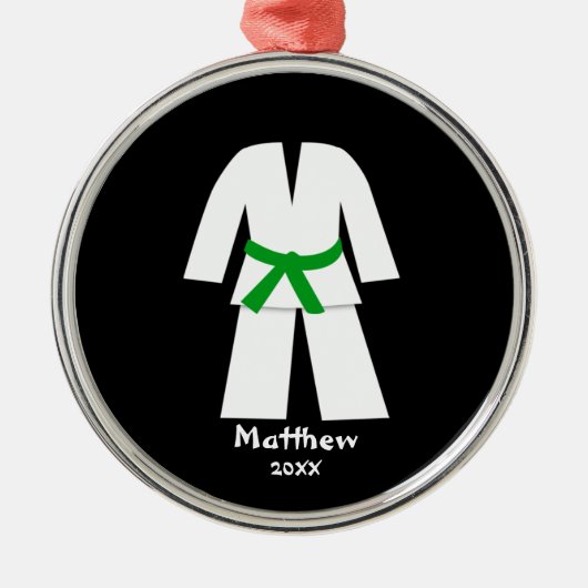 Taekwondo-Karate-grüner Gurt personalisiert Ornament Aus Metall (Vorne)