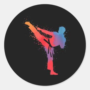 Taekwondo Karate Kampfsport Bunt Runder Aufkleber