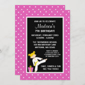 Taekwondo Karate Pink Stars Blonde Girl Einladung (Vorne/Hinten)