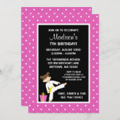 Taekwondo Karate Pink Stars Girl Einladung (Vorne/Hinten)