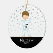 Taekwondo Karate Star Black Belt Boy Personalized Keramikornament (Links)