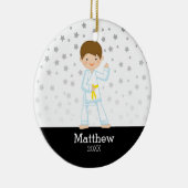 Taekwondo Karate Star Yellow Belt Boy Personalisie Keramik Ornament (Rechts)