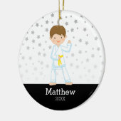 Taekwondo Karate Star Yellow Belt Boy Personalisie Keramik Ornament (Links)