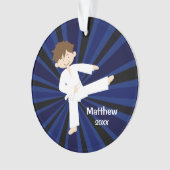 Taekwondo-Karate-weißer Gurt-Junge personalisiert Ornament (Vorderseite)