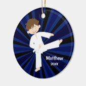 Taekwondo Karate White Belt Boy Personalisiert Keramik Ornament (Links)