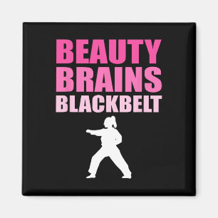 Taekwondo Karate Women Schönheit Braunen Schwarzer Magnet