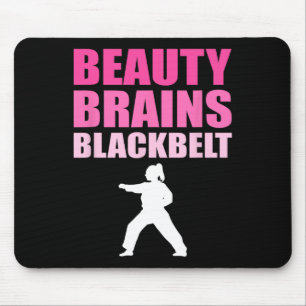 Taekwondo Karate Women Schönheit Braunen Schwarzer Mousepad