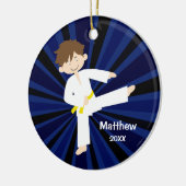 Taekwondo Karate Yellow Belt Boy Personalisiert Keramikornament (Links)
