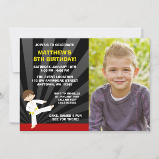 Taekwondo Karate Yellow Belt Einladung zum Geburts