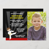 Taekwondo Karate Yellow Belt Einladung zum Geburts (Vorne/Hinten)