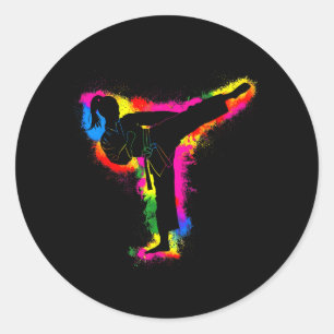 Taekwondo Kick Kampfsport Frauen Mädchen Karate Runder Aufkleber