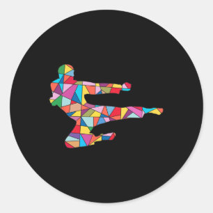 Taekwondo Kick Martial Arts Boy Men Kids Karate Runder Aufkleber